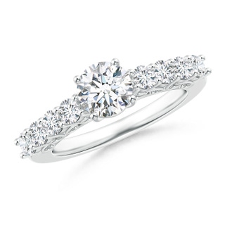 6mm GHVS Solitaire Diamond Engagement Ring with Scrollwork in P950 Platinum