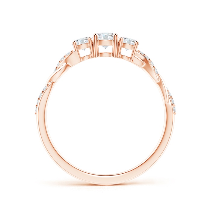 3.8mm GHVS Classic Diamond Braided Three Stone Engagement Ring in Rose Gold side-1