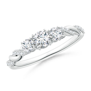 3.8mm GHVS Classic Diamond Braided Three Stone Engagement Ring in White Gold