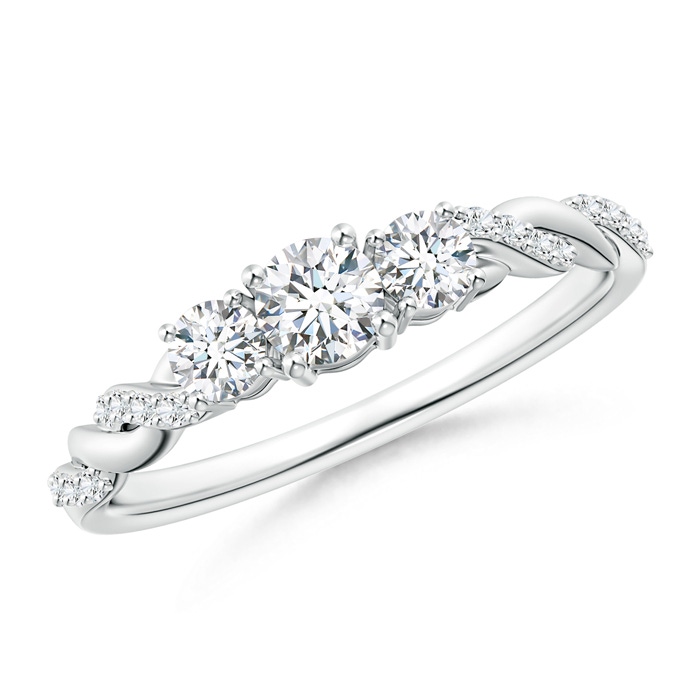 3.8mm GHVS Classic Diamond Braided Three Stone Engagement Ring in White Gold 