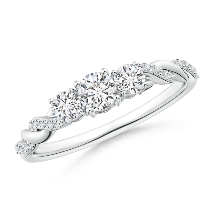 3.8mm HSI2 Classic Diamond Braided Three Stone Engagement Ring in White Gold