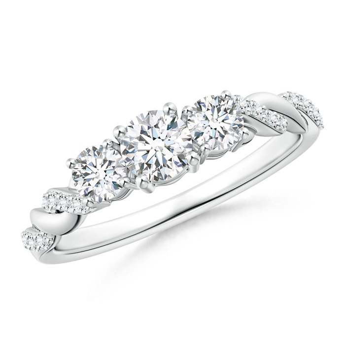 4.3mm GHVS Classic Diamond Braided Three Stone Engagement Ring in P950 Platinum 