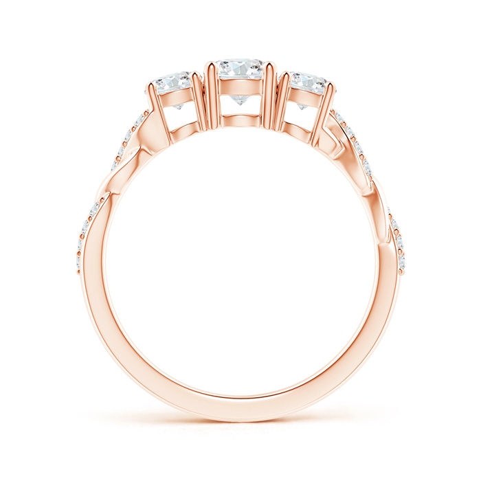 4.8mm GHVS Classic Diamond Braided Three Stone Engagement Ring in Rose Gold side-1