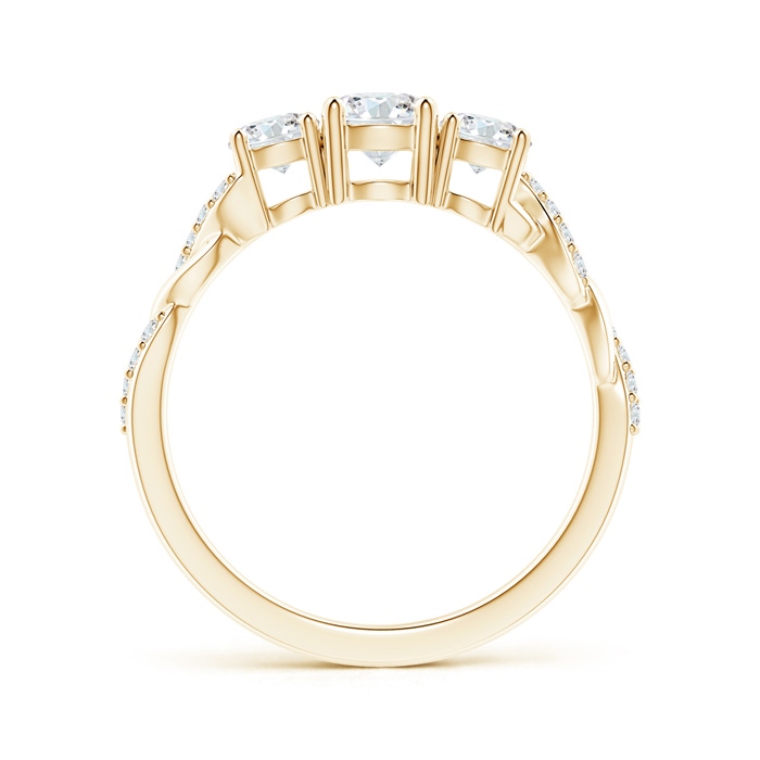 4.8mm GHVS Classic Diamond Braided Three Stone Engagement Ring in Yellow Gold side-1