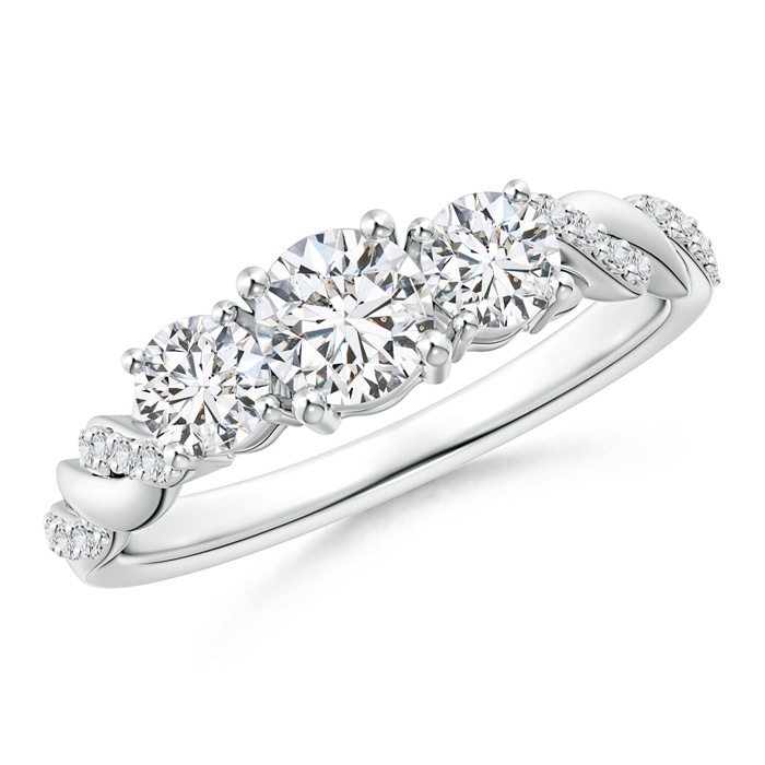 4.8mm HSI2 Classic Diamond Braided Three Stone Engagement Ring in 18K White Gold 