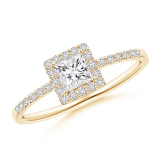 3.9mm HSI2 Classic Princess-Cut Diamond Halo Engagement Ring in 9K Yellow Gold