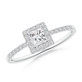 3.9mm HSI2 Classic Princess-Cut Diamond Halo Engagement Ring in White Gold