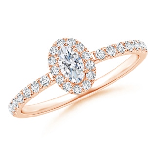 5x3mm GHVS Classic Oval Diamond Halo Engagement Ring in Rose Gold