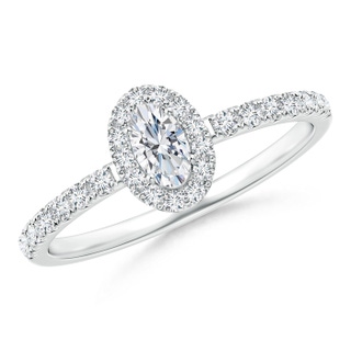 5x3mm GHVS Classic Oval Diamond Halo Engagement Ring in White Gold