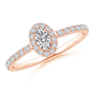 5x3mm HSI2 Classic Oval Diamond Halo Engagement Ring in 18K Rose Gold