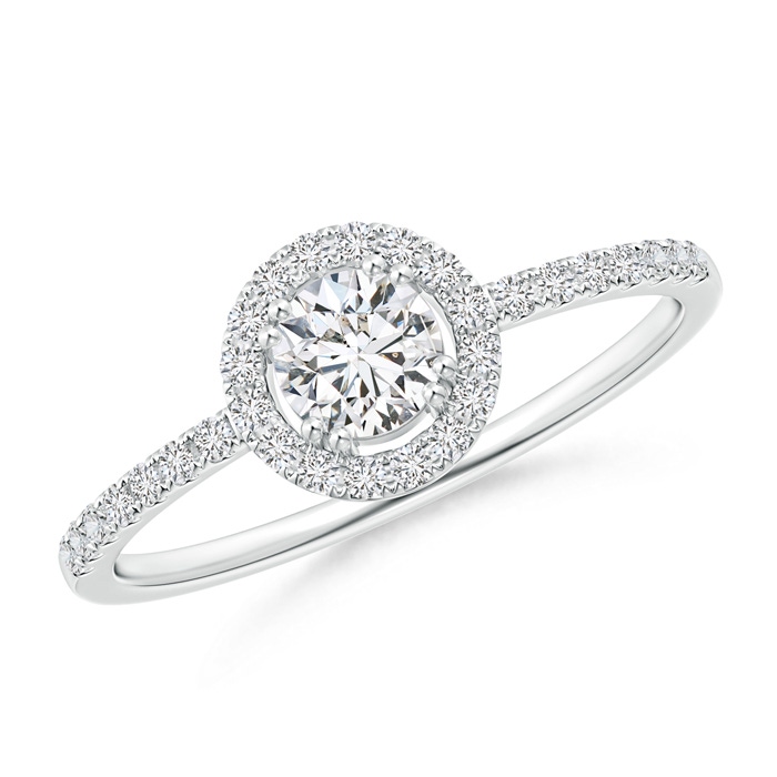 4.4mm HSI2 Floating Round Diamond Halo Engagement Ring in White Gold 