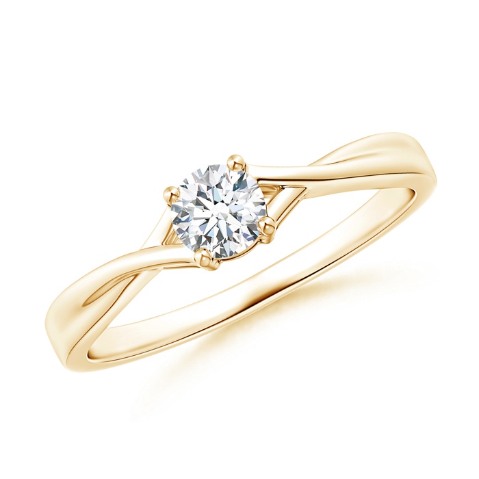 4.1mm GHVS Solitaire Diamond Criss-Cross Engagement Ring in Yellow Gold 