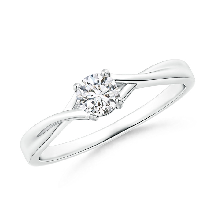 4.1mm HSI2 Solitaire Diamond Criss-Cross Engagement Ring in 18K White Gold 