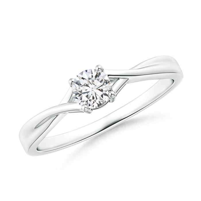 4.1mm HSI2 Solitaire Diamond Criss-Cross Engagement Ring in 18K White Gold