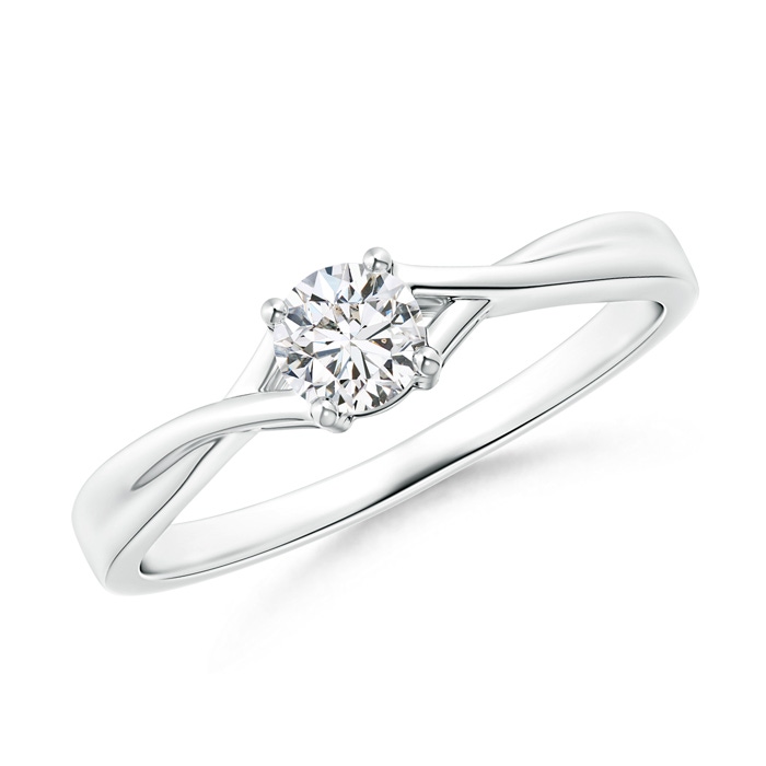 4.1mm HSI2 Solitaire Diamond Criss-Cross Engagement Ring in White Gold 
