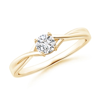 4.1mm HSI2 Solitaire Diamond Criss-Cross Engagement Ring in Yellow Gold