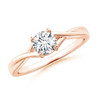 5.1mm GHVS Solitaire Diamond Criss-Cross Engagement Ring in Rose Gold