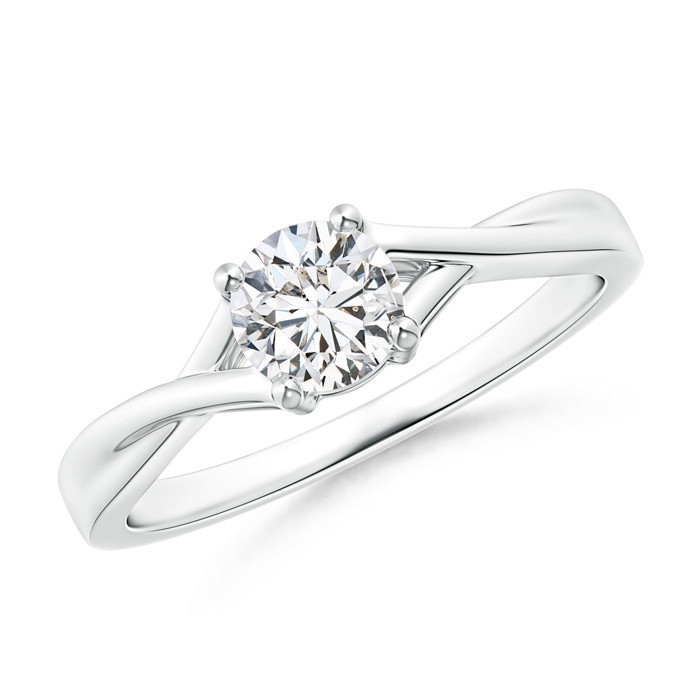 5.1mm HSI2 Solitaire Diamond Criss-Cross Engagement Ring in White Gold