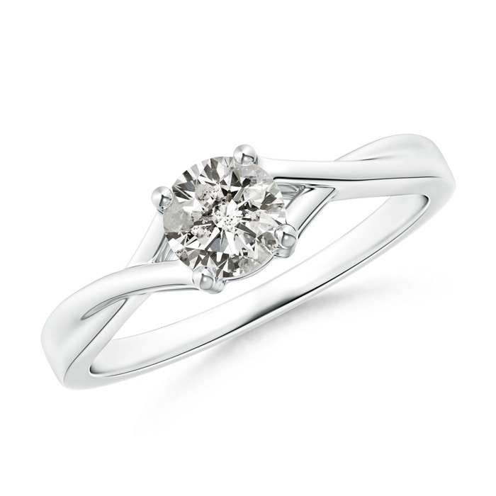 5.1mm JI2 Solitaire Diamond Criss-Cross Engagement Ring in White Gold 