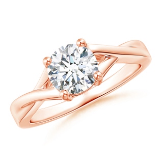 6.4mm GHVS Solitaire Diamond Criss-Cross Engagement Ring in 18K Rose Gold