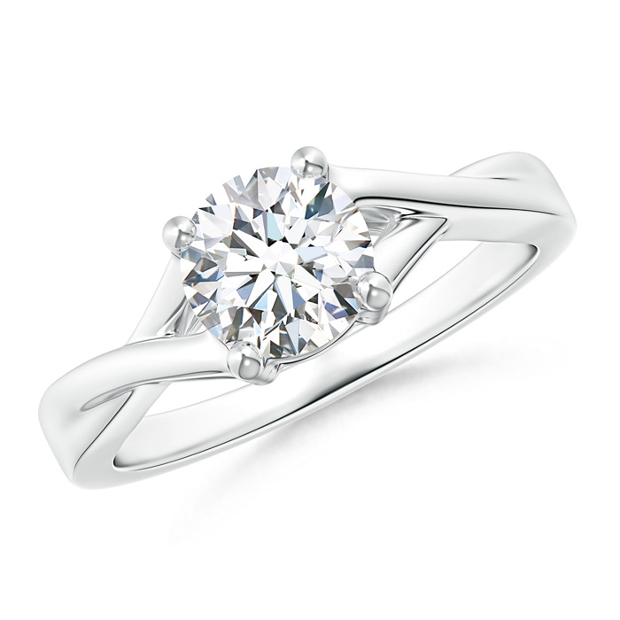6.4mm GHVS Solitaire Diamond Criss-Cross Engagement Ring in P950 Platinum 