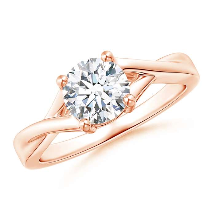 6.4mm GHVS Solitaire Diamond Criss-Cross Engagement Ring in Rose Gold 