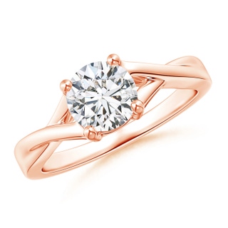 6.4mm HSI2 Solitaire Diamond Criss-Cross Engagement Ring in 18K Rose Gold