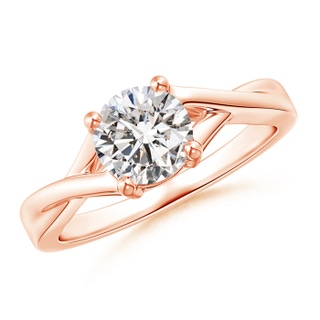6.4mm II1 Solitaire Diamond Criss-Cross Engagement Ring in 18K Rose Gold