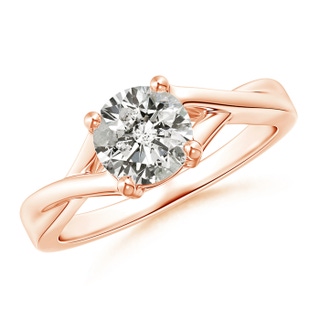 6.4mm JI2 Solitaire Diamond Criss-Cross Engagement Ring in Rose Gold