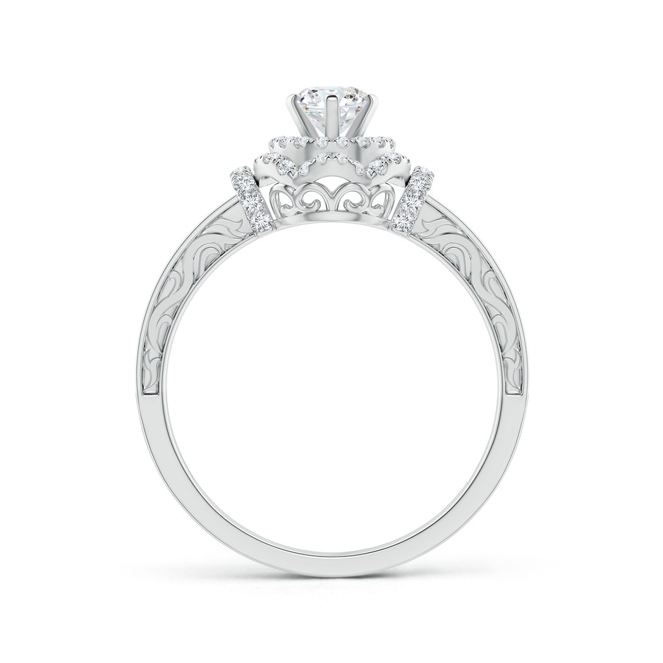 4.6mm GVS2 Victorian Carved Double Halo Diamond Collar Engagement Ring in White Gold side-1