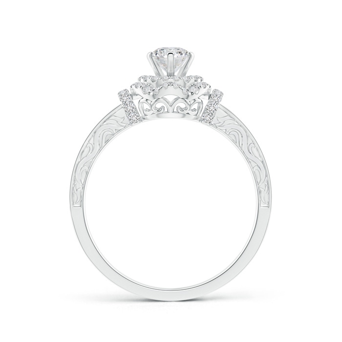 4.6mm HSI2 Victorian Carved Double Halo Diamond Collar Engagement Ring in P950 Platinum product image