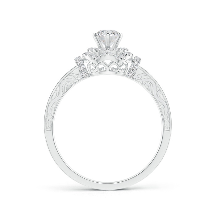 4.6mm HSI2 Victorian Carved Double Halo Diamond Collar Engagement Ring in White Gold product image