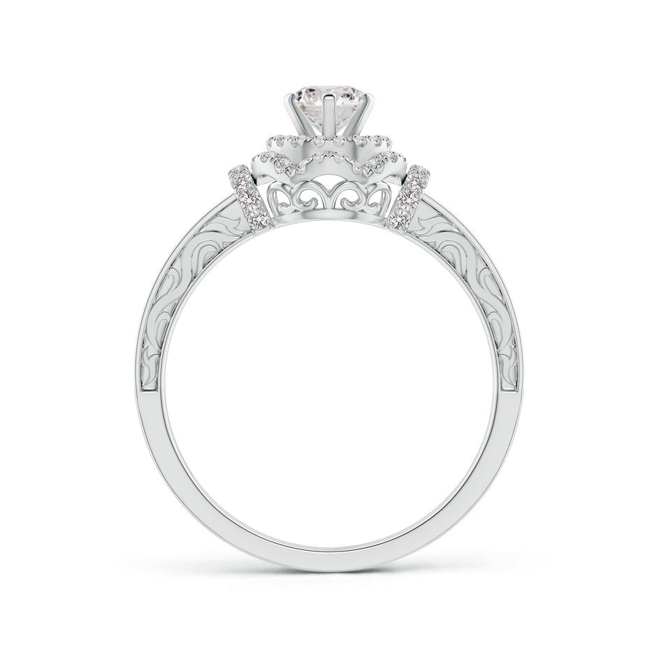 4.6mm IJI1I2 Victorian Carved Double Halo Diamond Collar Engagement Ring in White Gold side-1