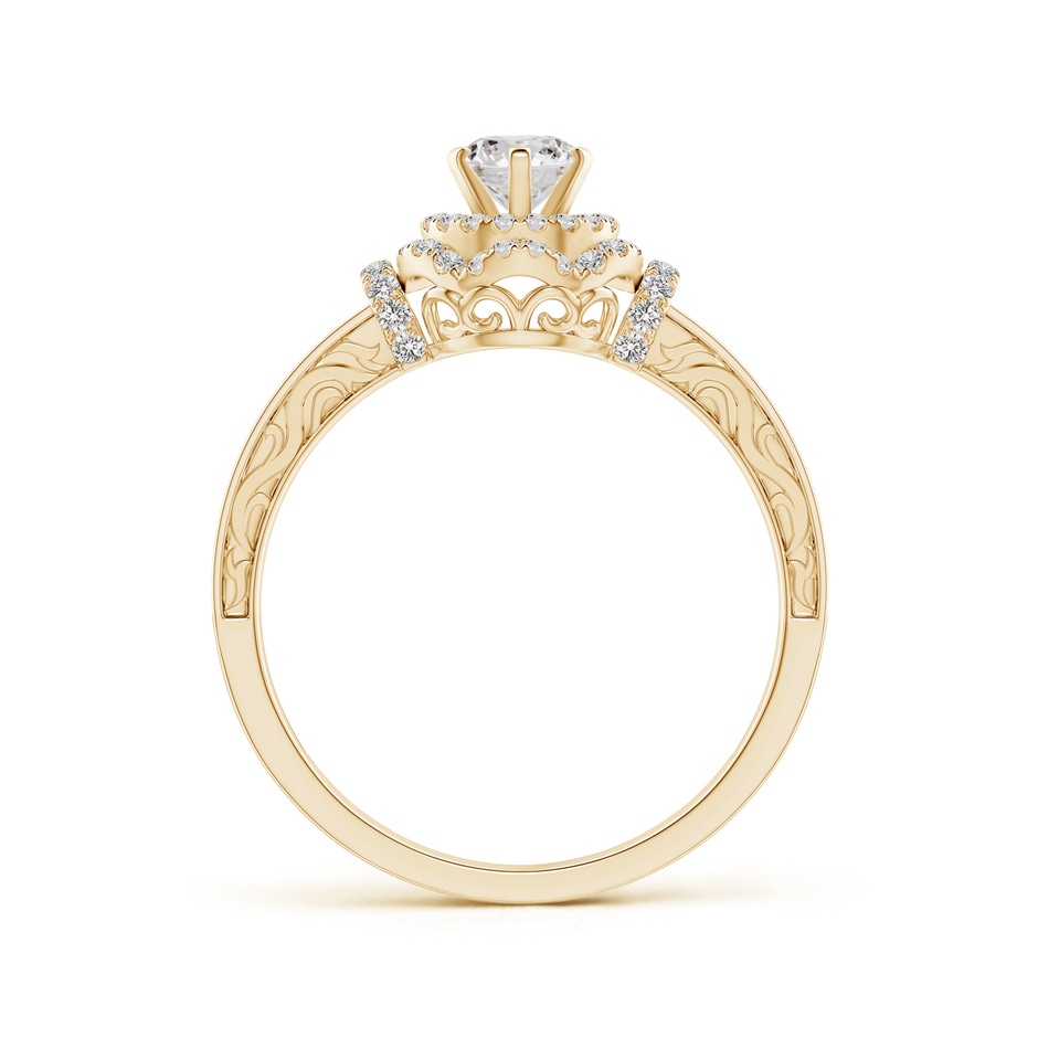 4.6mm IJI1I2 Victorian Carved Double Halo Diamond Collar Engagement Ring in Yellow Gold side-1