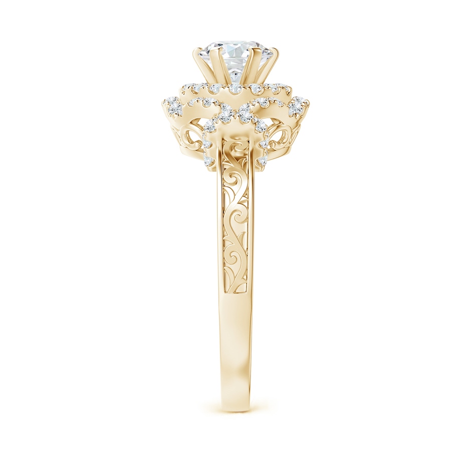5.5mm GVS2 Victorian Carved Double Halo Diamond Collar Engagement Ring in Yellow Gold side-2
