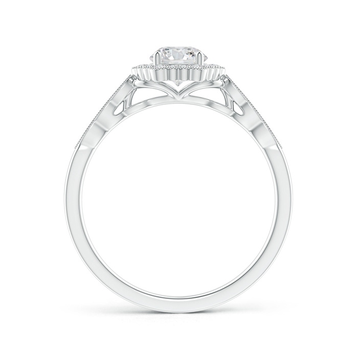 5.2mm HSI2 Scalloped-Edge Diamond Halo Engagement Ring with Milgrain in White Gold Product Image