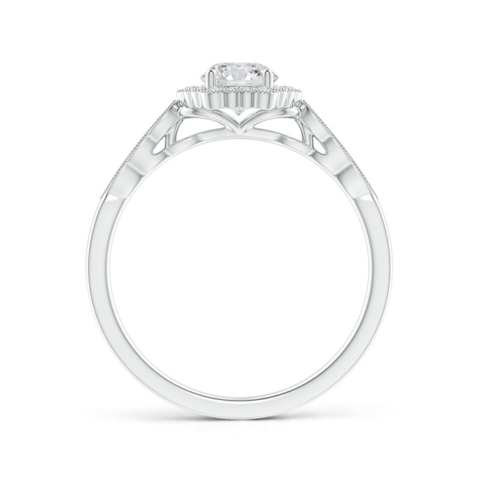 5.2mm HSI2 Scalloped-Edge Diamond Halo Engagement Ring with Milgrain in White Gold product image