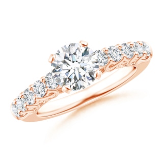 7mm GHVS Prong-Set Round Diamond Trellis Engagement Ring in Rose Gold