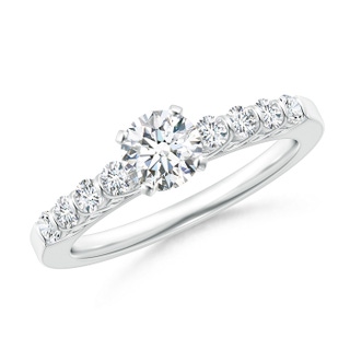 5.2mm GHVS Bar-Set Diamond Engagement Ring with Scrollwork in White Gold