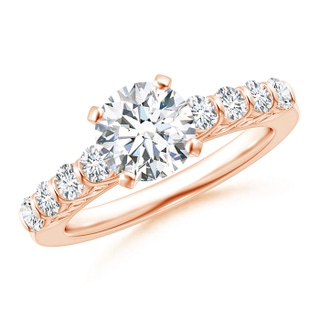 7mm GHVS Bar-Set Diamond Engagement Ring with Scrollwork in Rose Gold