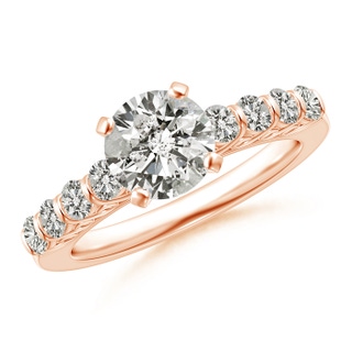 7mm JI2 Bar-Set Diamond Engagement Ring with Scrollwork in Rose Gold