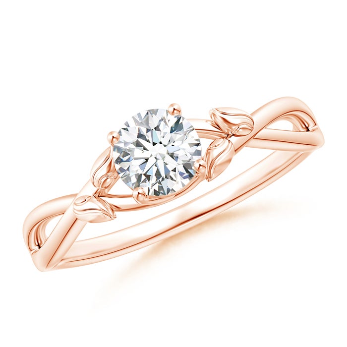 Solitaire Natural Diamond Leaf and Vine Engagement Ring