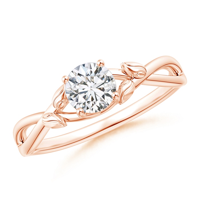 5.1mm HSI2 Solitaire Diamond Leaf and Vine Engagement Ring  in Rose Gold 