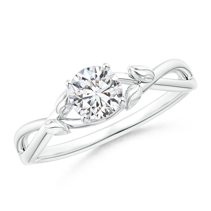 5.1mm HSI2 Solitaire Diamond Leaf and Vine Engagement Ring  in White Gold 