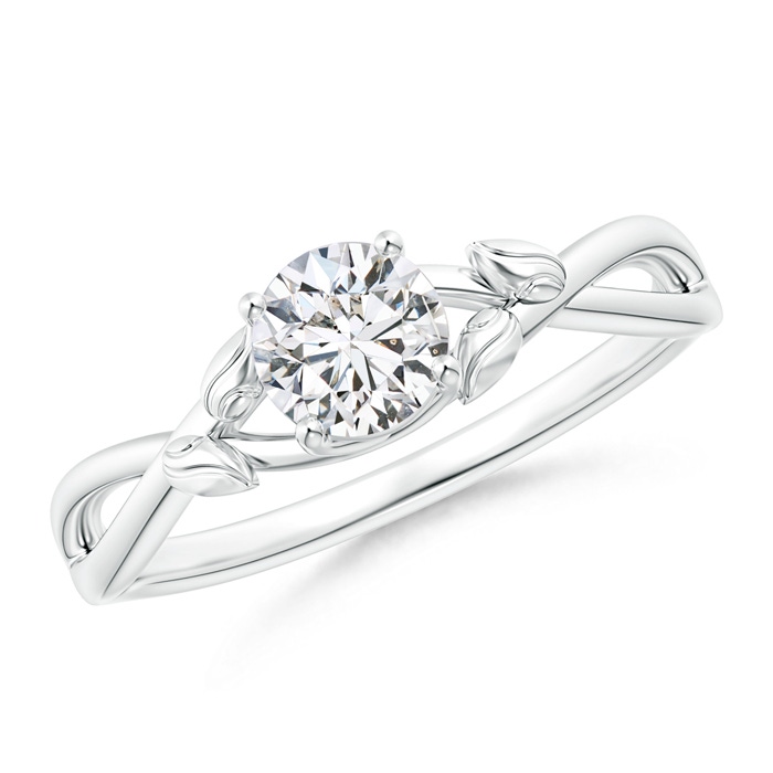 5.1mm HSI2 Solitaire Diamond Leaf and Vine Engagement Ring  in White Gold