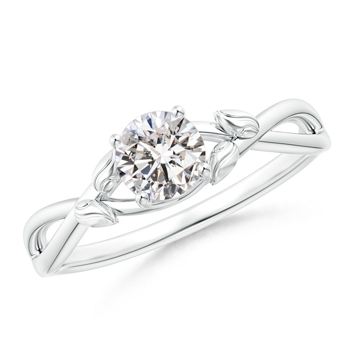 5.1mm II1 Solitaire Diamond Leaf and Vine Engagement Ring  in White Gold