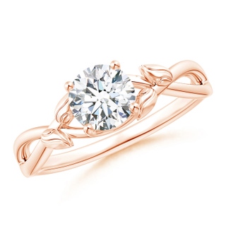 5.9mm GHVS Solitaire Diamond Leaf and Vine Engagement Ring  in 10K Rose Gold