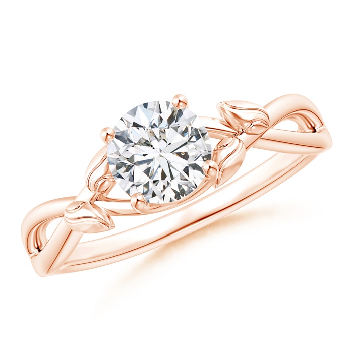 5.9mm HSI2 Solitaire Diamond Leaf and Vine Engagement Ring  in Rose Gold 