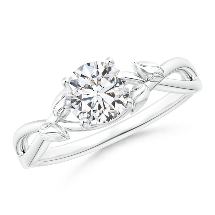 5.9mm HSI2 Solitaire Diamond Leaf and Vine Engagement Ring  in White Gold 