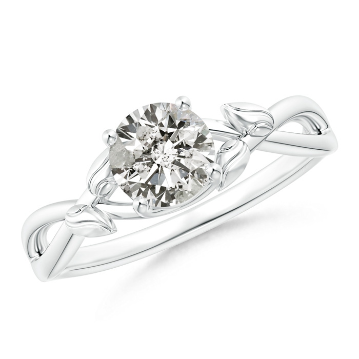 5.9mm JI2 Solitaire Diamond Leaf and Vine Engagement Ring  in White Gold 
